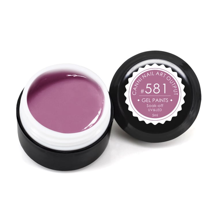 Гель-фарба Canni Nail Art Output Gel Paints Soak-off UV&amp;LED 581 пастельна рожево-бузкова, 5 мл