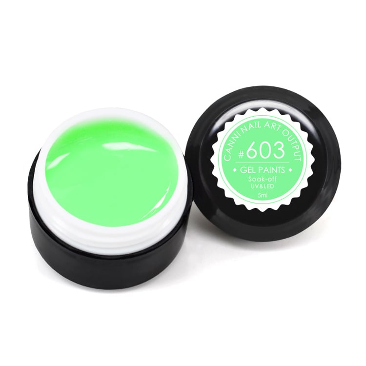 Гель-фарба Canni Nail Art Output Gel Paints Soak-off UV&amp;LED 603 зелена м`ята, 5 мл