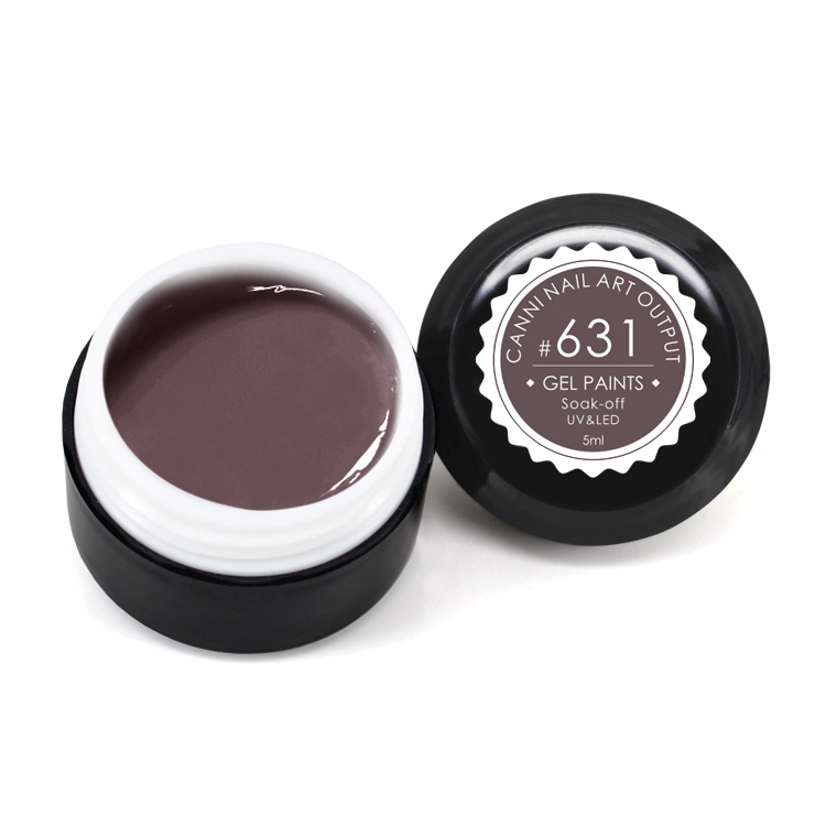 Гель-фарба Canni Nail Art Output Gel Paints Soak-off UV&amp;LED 631 темна коричнево-сіра, 5 мл