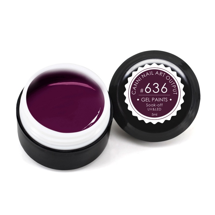 Гель-фарба Canni Nail Art Output Gel Paints Soak-off UV&amp;LED 636 темно-сливова, 5 мл